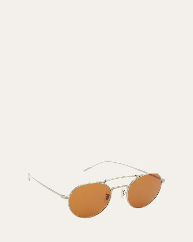 Reymont Titanium Double-Bridge Round Sunglasses